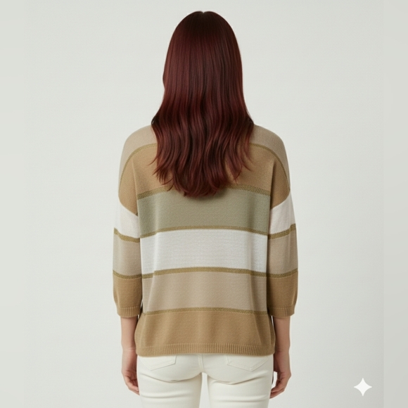 Charter Club Women's 3/4 Sleeve Multi-Colored Sweatshirt Size Small Petite - Picture 5 of 6